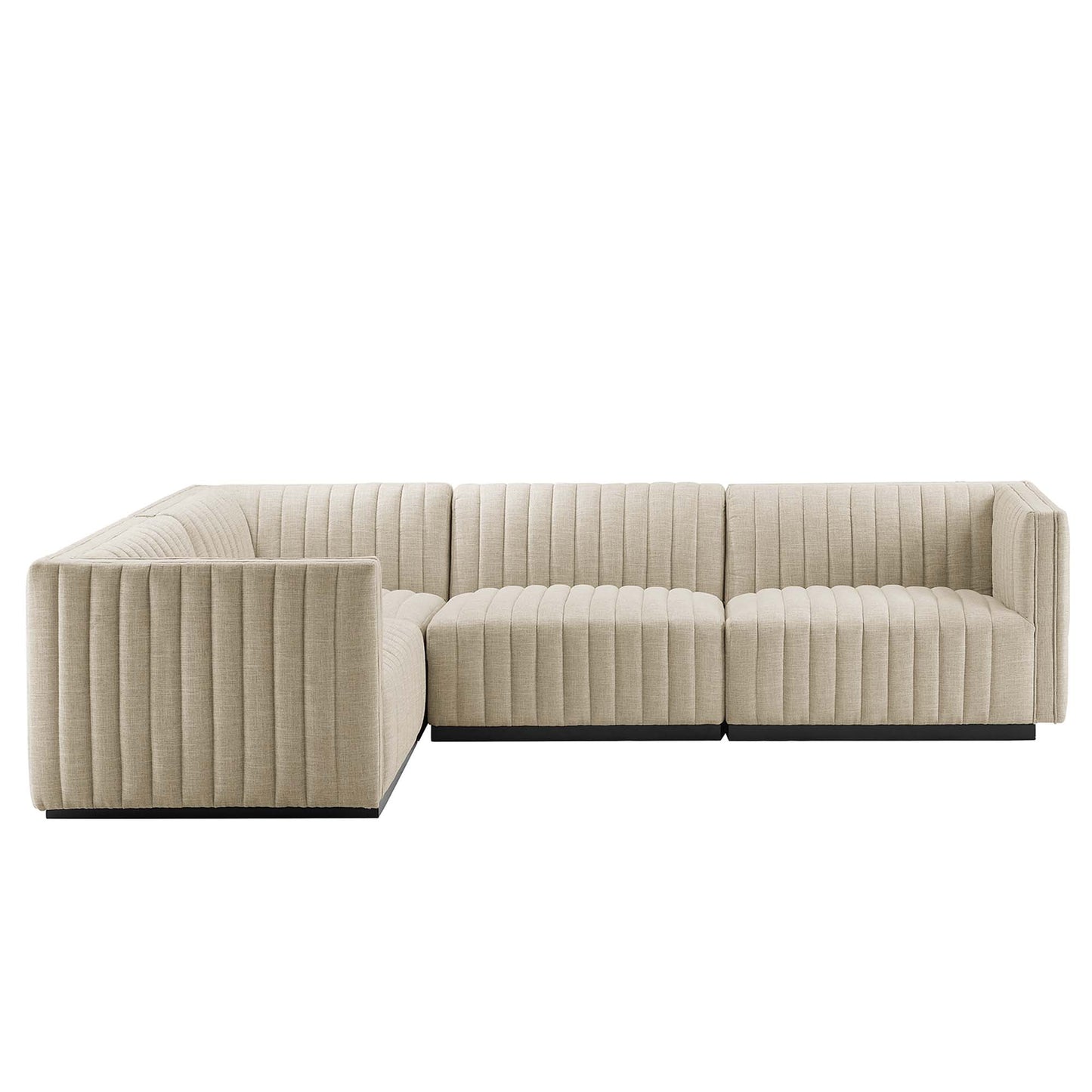 Conjure 4-Piece Channel Tufted Upholstered Fabric L-Shaped Sectional by Furniture for America