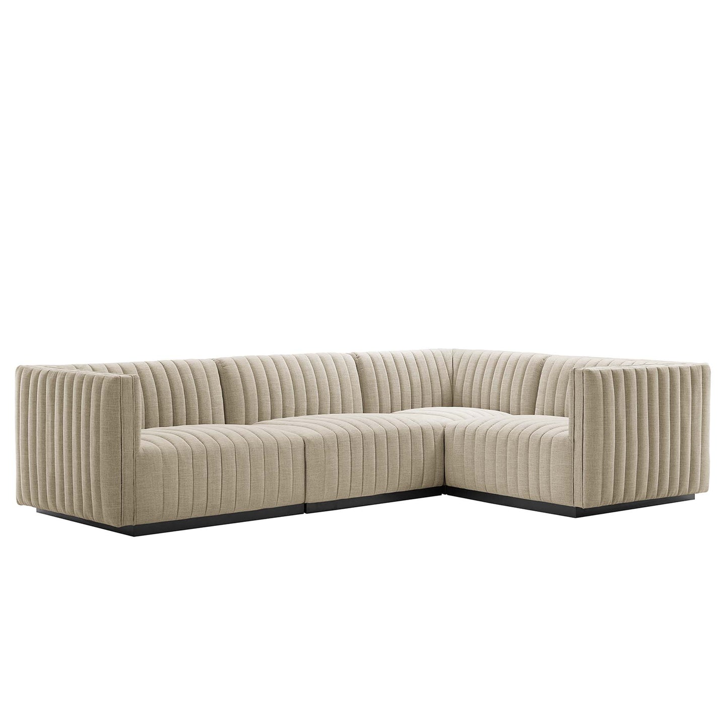 Conjure 4-Piece Channel Tufted Upholstered Fabric L-Shaped Sectional by Furniture for America