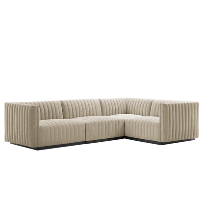 Conjure 4-Piece Channel Tufted Upholstered Fabric L-Shaped Sectional by Furniture for America