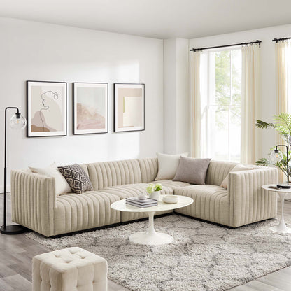 Conjure 4-Piece Channel Tufted Upholstered Fabric L-Shaped Sectional by Furniture for America
