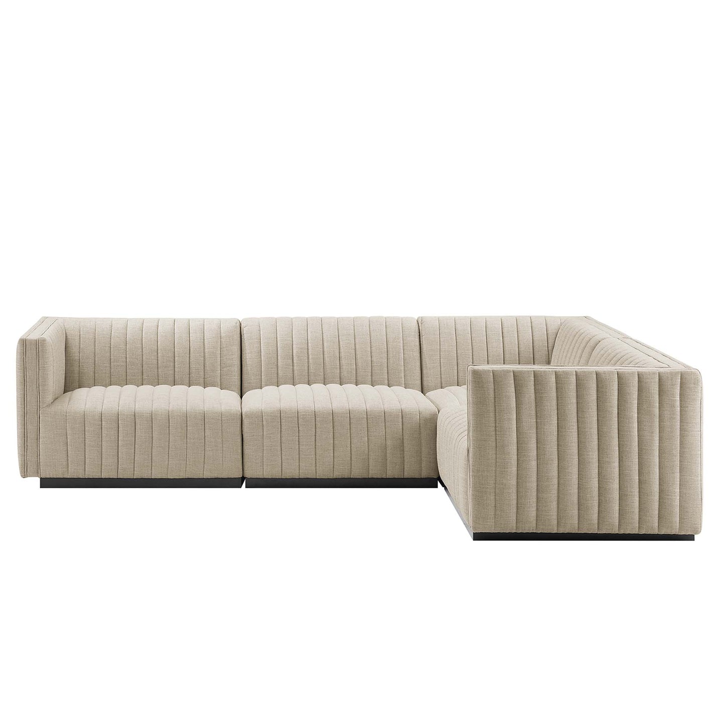 Conjure 4-Piece Channel Tufted Upholstered Fabric L-Shaped Sectional by Furniture for America