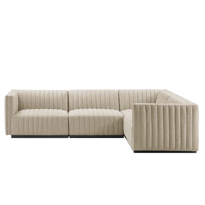 Conjure 4-Piece Channel Tufted Upholstered Fabric L-Shaped Sectional by Furniture for America