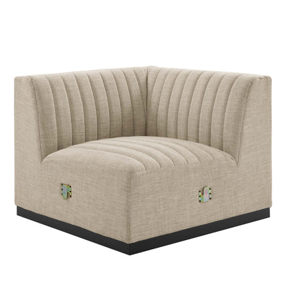 Conjure 4-Piece Channel Tufted Upholstered Fabric L-Shaped Sectional by Furniture for America