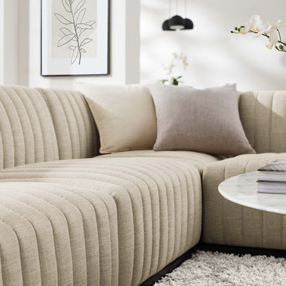 Conjure 6-Piece Channel Tufted Upholstered Fabric U-Shaped Sectional by Furniture for America