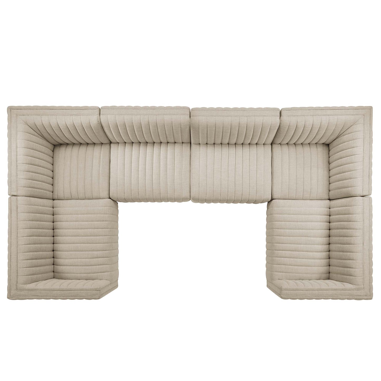Conjure 6-Piece Channel Tufted Upholstered Fabric U-Shaped Sectional by Furniture for America