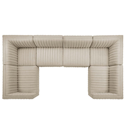 Conjure 6-Piece Channel Tufted Upholstered Fabric U-Shaped Sectional by Furniture for America