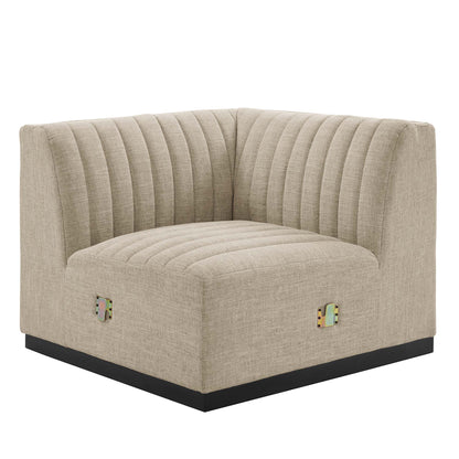 Conjure 6-Piece Channel Tufted Upholstered Fabric U-Shaped Sectional by Furniture for America