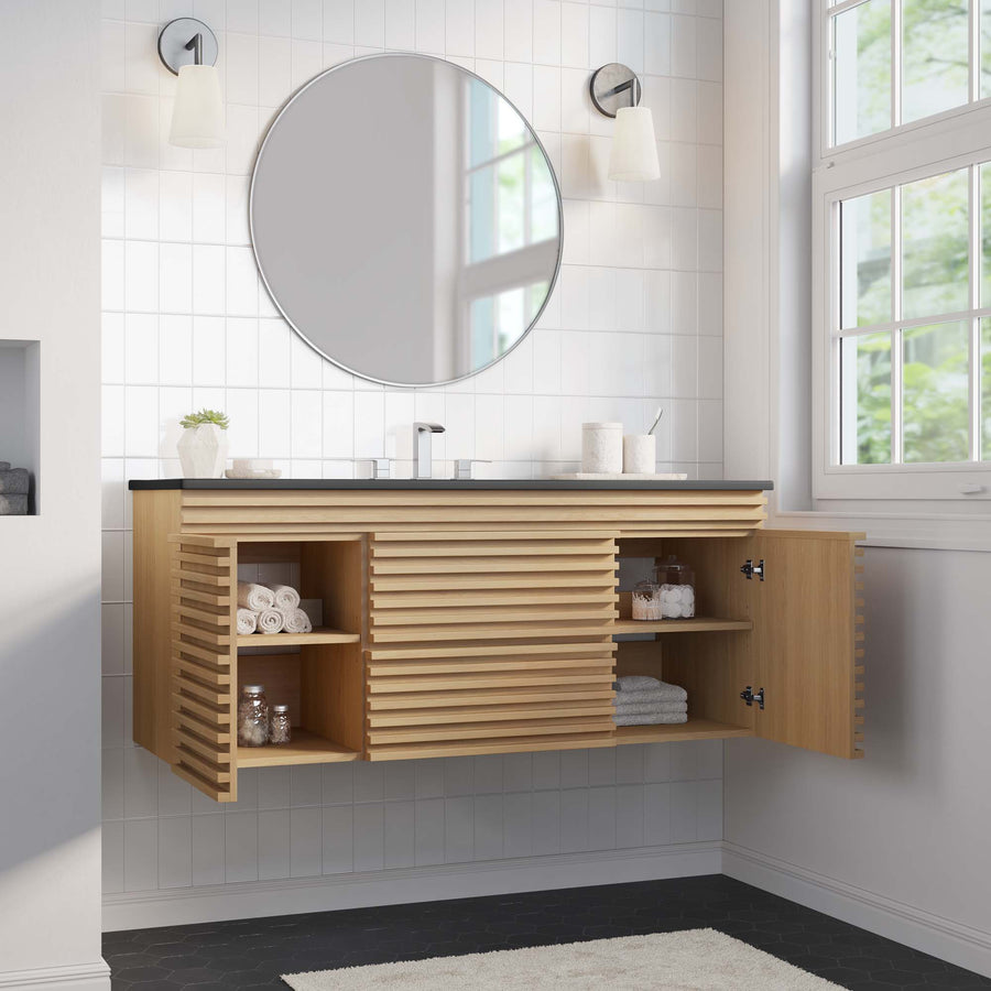 Vera 48" Wall-Mount Bathroom Vanity in Oak Black