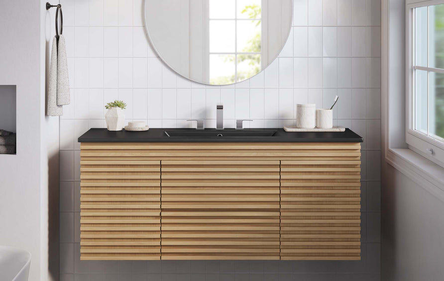Vera 48" Wall-Mount Bathroom Vanity in Oak Black