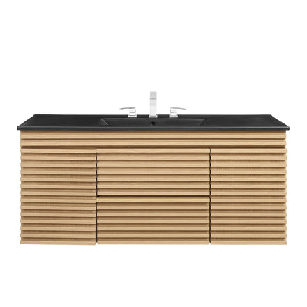 Render 48" Wall-Mount Bathroom Vanity in Oak Black