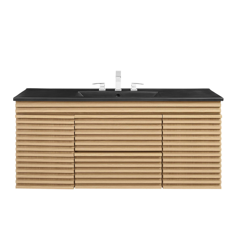 Vera 48" Wall-Mount Bathroom Vanity in Oak Black