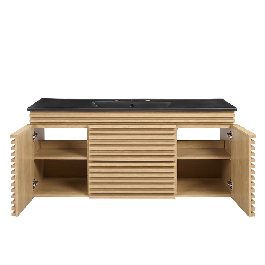 Vera 48" Wall-Mount Bathroom Vanity in Oak Black