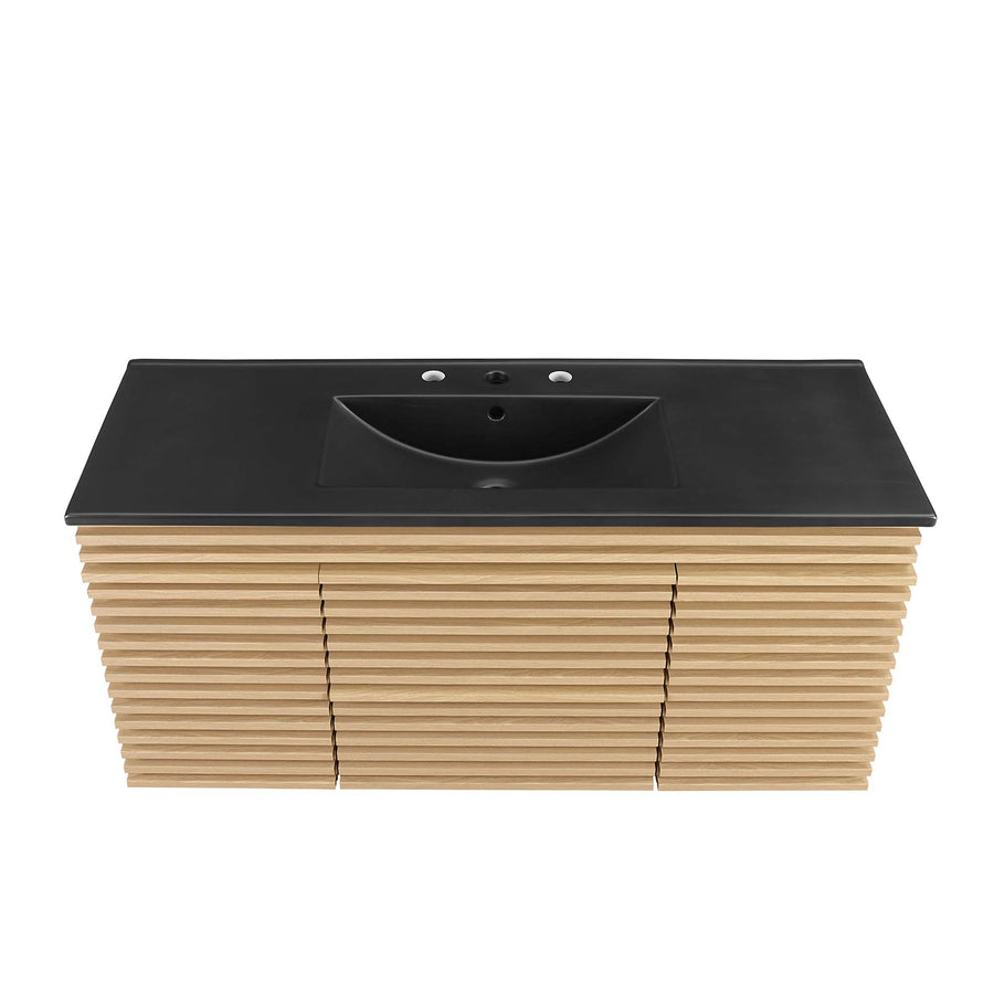 Vera 48" Wall-Mount Bathroom Vanity in Oak Black