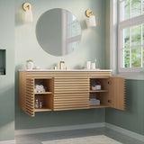 Vera 48" Wall-Mount Bathroom Vanity in Oak White