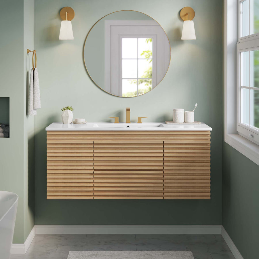 Vera 48" Wall-Mount Bathroom Vanity in Oak White