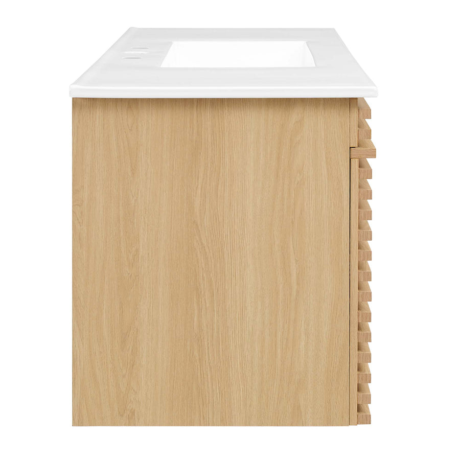 Vera 48" Wall-Mount Bathroom Vanity in Oak White