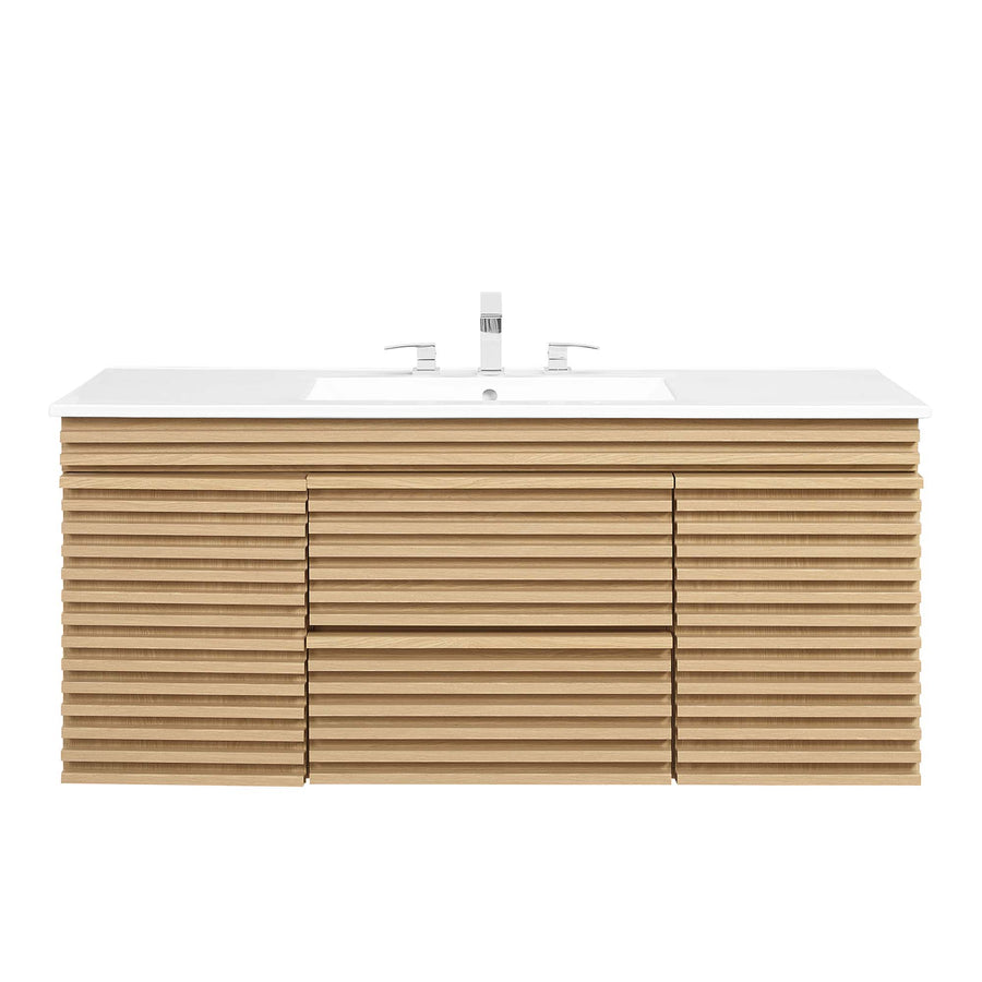 Vera 48" Wall-Mount Bathroom Vanity in Oak White