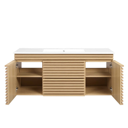 Render 48" Wall-Mount Bathroom Vanity by Furniture For America