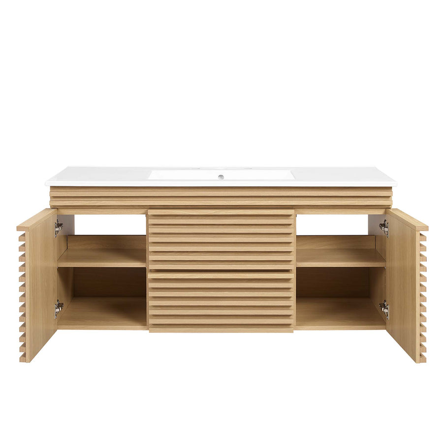 Vera 48" Wall-Mount Bathroom Vanity in Oak White