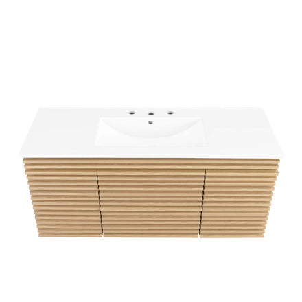 Render 48" Wall-Mount Bathroom Vanity in Oak White