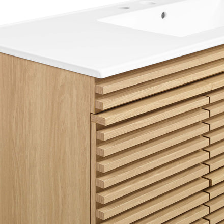Render 48" Wall-Mount Bathroom Vanity in Oak White
