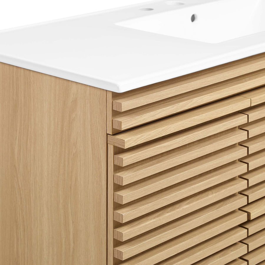 Vera 48" Wall-Mount Bathroom Vanity in Oak White