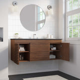 Vera 48" Wall-Mount Bathroom Vanity in Walnut Black