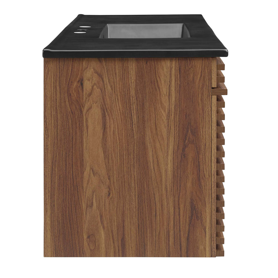 Vera 48" Wall-Mount Bathroom Vanity in Walnut Black