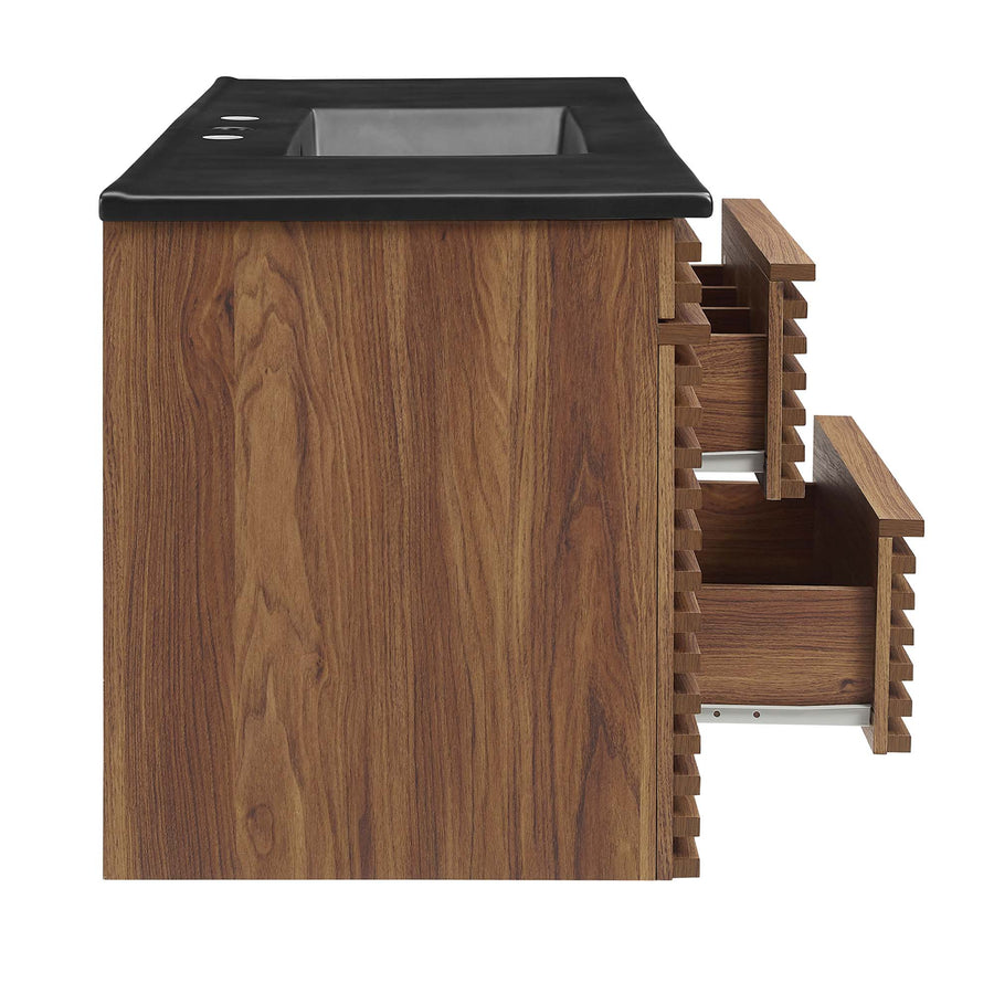 Vera 48" Wall-Mount Bathroom Vanity in Walnut Black