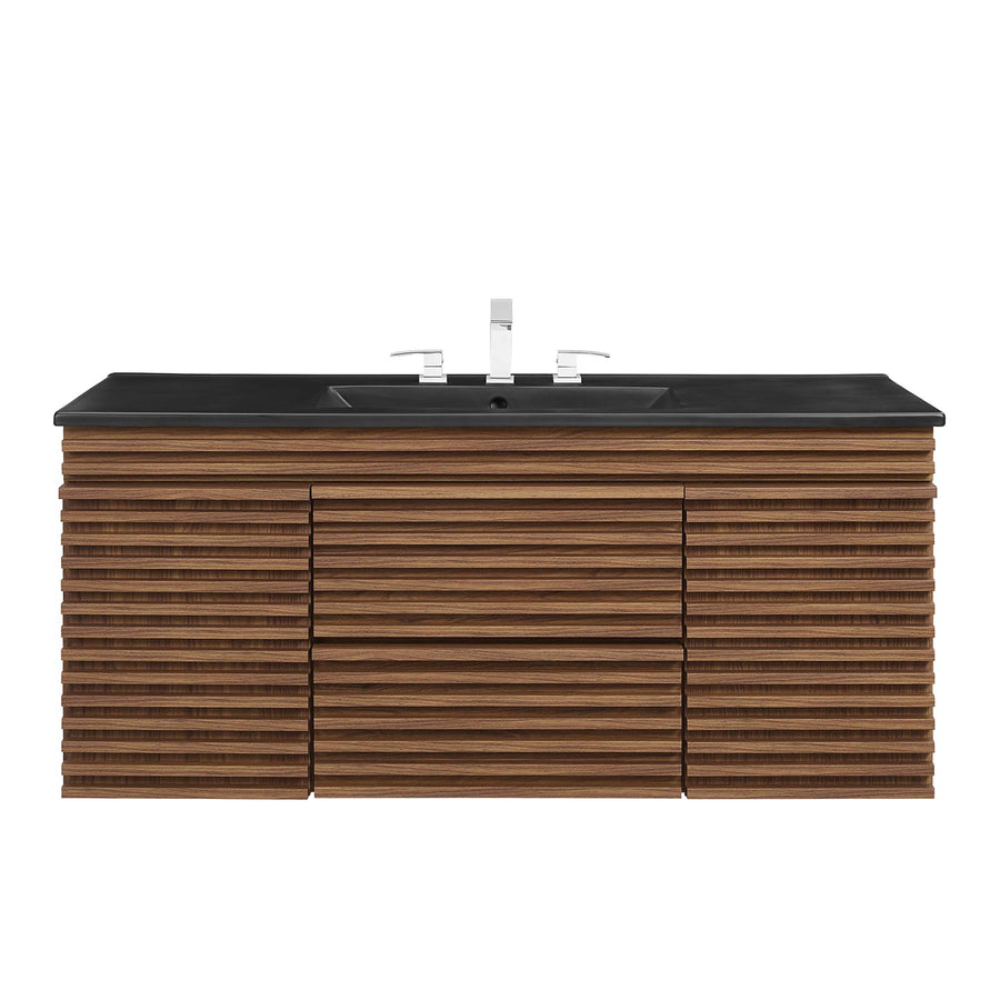 Vera 48" Wall-Mount Bathroom Vanity in Walnut Black