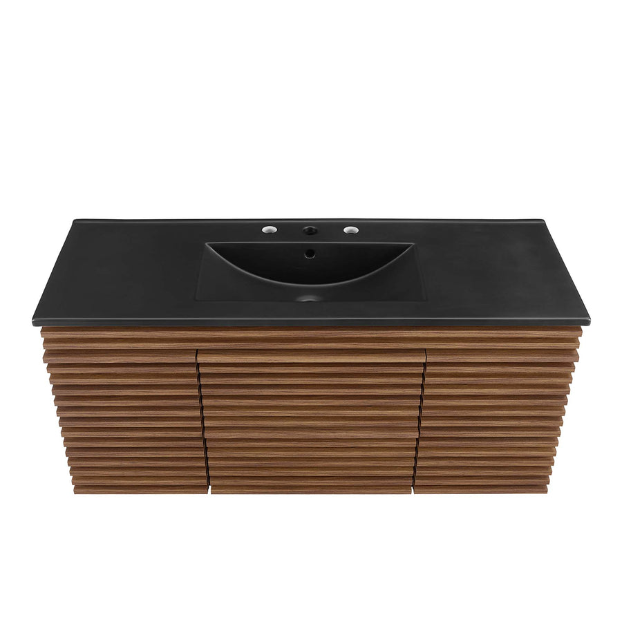 Vera 48" Wall-Mount Bathroom Vanity in Walnut Black