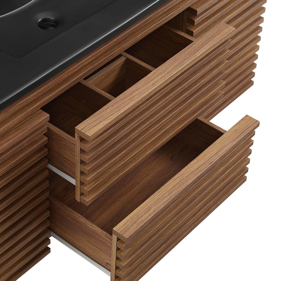 Vera 48" Wall-Mount Bathroom Vanity in Walnut Black