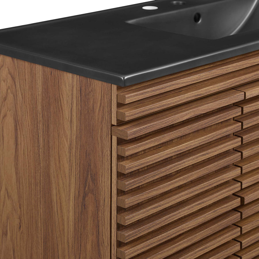 Vera 48" Wall-Mount Bathroom Vanity in Walnut Black