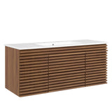 Vera 48" Wall-Mount Bathroom Vanity in Walnut White