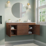 Vera 48" Wall-Mount Bathroom Vanity in Walnut White