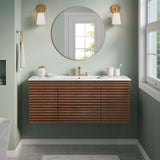 Vera 48" Wall-Mount Bathroom Vanity in Walnut White