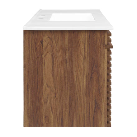 Render 48" Wall-Mount Bathroom Vanity in Walnut White