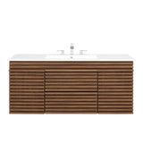 Vera 48" Wall-Mount Bathroom Vanity in Walnut White