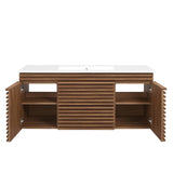 Vera 48" Wall-Mount Bathroom Vanity in Walnut White