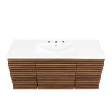 Vera 48" Wall-Mount Bathroom Vanity in Walnut White