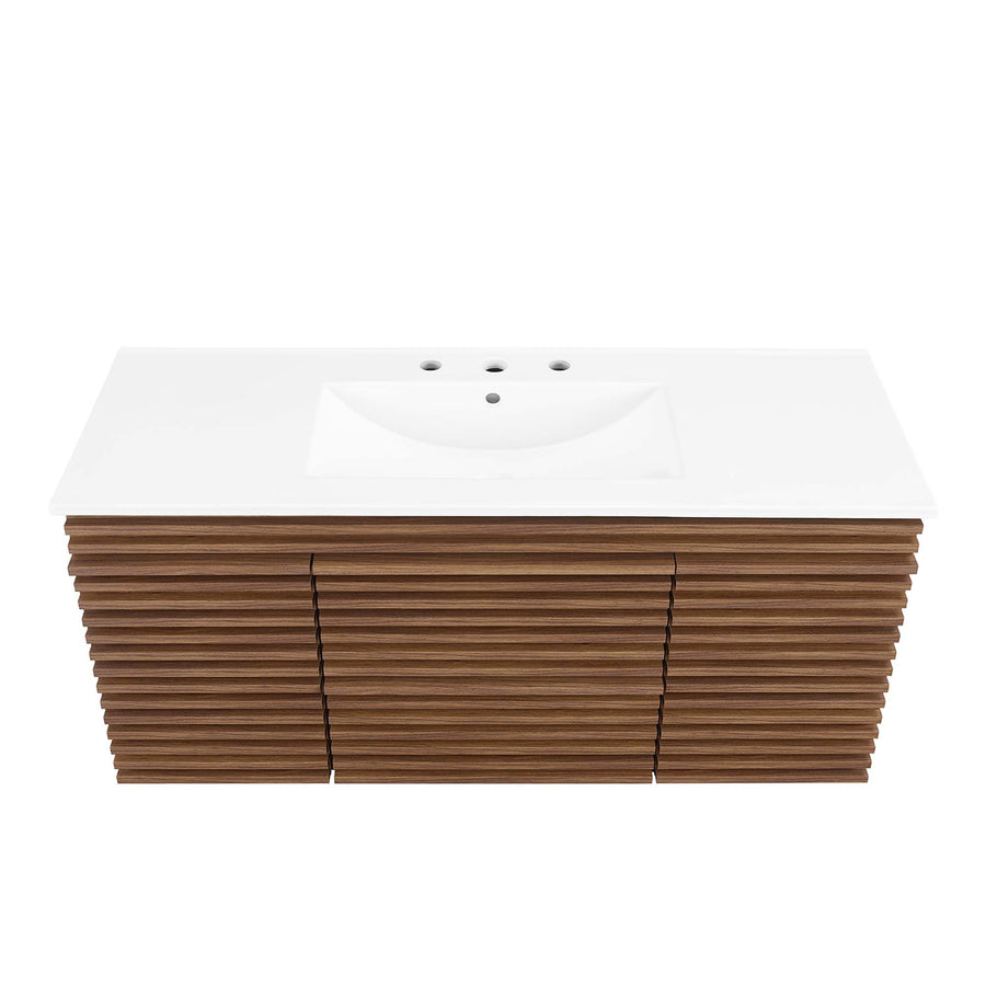 Vera 48" Wall-Mount Bathroom Vanity in Walnut White