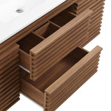 Vera 48" Wall-Mount Bathroom Vanity in Walnut White