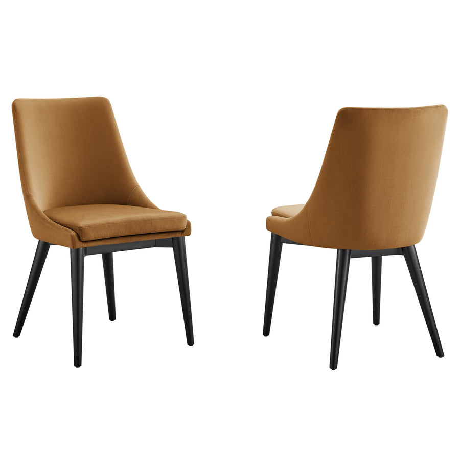 Foyer Accent Performance Velvet Dining Chairs Set of 2 in Cognac