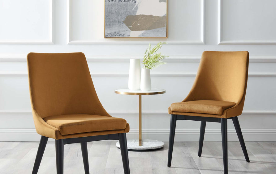 Foyer Accent Performance Velvet Dining Chairs Set of 2 in Cognac