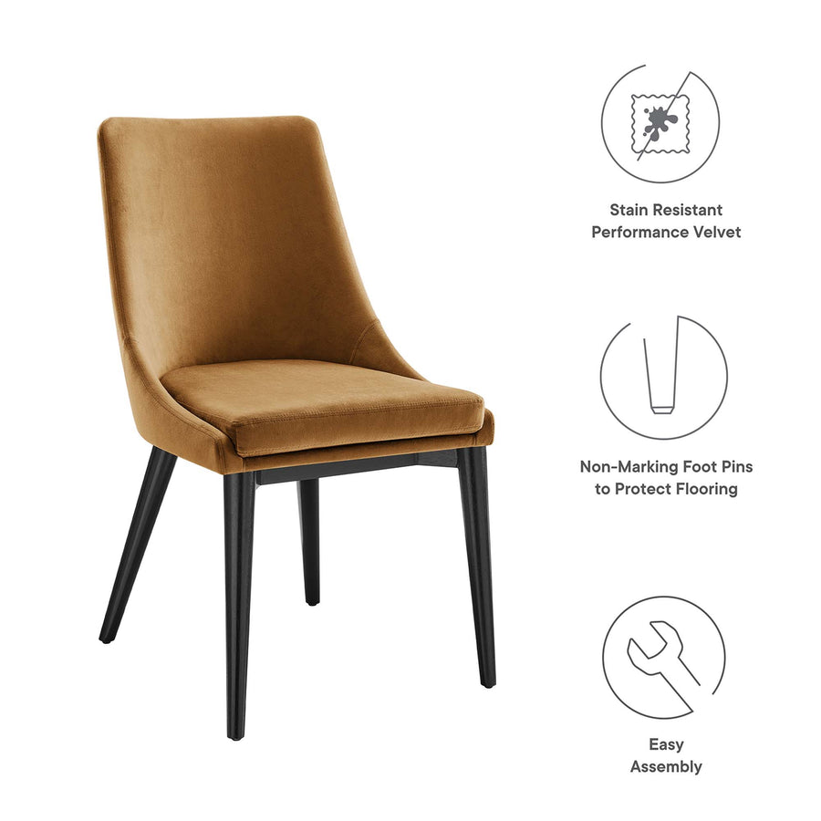 Foyer Accent Performance Velvet Dining Chairs Set of 2 in Cognac