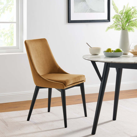 Viscount Accent Performance Velvet Dining Chairs Set of 2 in Cognac