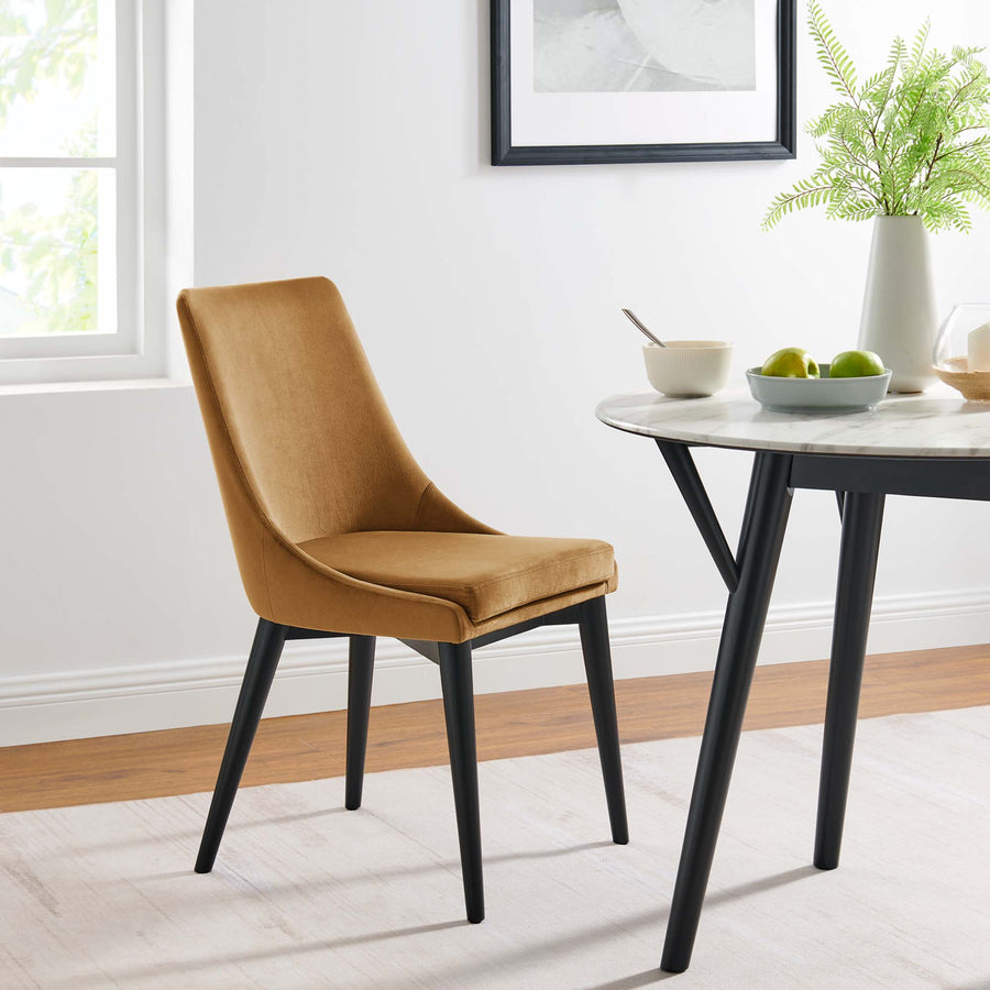 Foyer Accent Performance Velvet Dining Chairs Set of 2 in Cognac