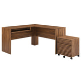 Vera Wood Desk and File Cabinet Set in Walnut