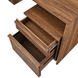 Vera Wood Desk and File Cabinet Set in Walnut