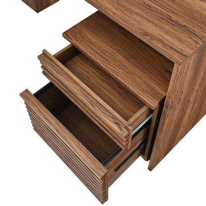 Render Wood Desk and File Cabinet Set by Furniture for America
